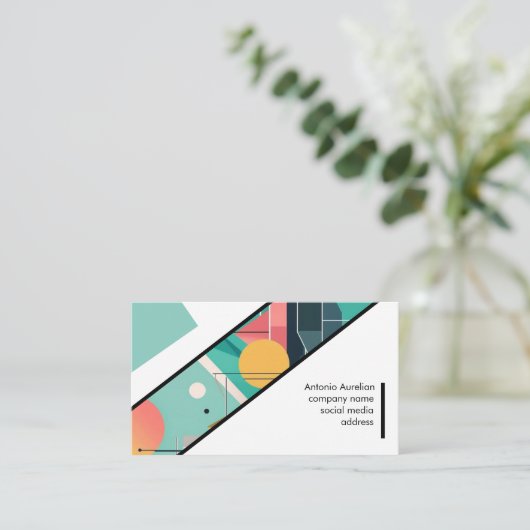 カスタム抽象芸術モダンミニマリスト 名刺 (スタンド正面)