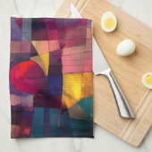 カスタム抽象芸術ヴィヴィヴィヴィッド幾何学芸術 キッチンタオル (四つ折り)