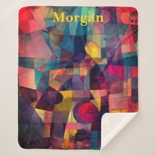 カスタム抽象芸術ヴィヴィヴィヴィッド幾何学芸術 シェルパブランケット (正面)
