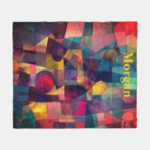 カスタム抽象芸術ヴィヴィヴィヴィッド幾何学芸術 フリースブランケット (正面(横))