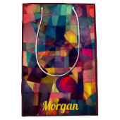 カスタム抽象芸術ヴィヴィヴィヴィッド幾何学芸術 ミディアムペーパーバッグ (正面)