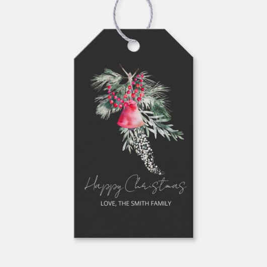 カスタム抽象芸術冬のクリスマスの水の色離れの ギフトタグ (正面)