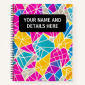 カスタム抽象芸術図形と線鮮やか ノートブック (正面)