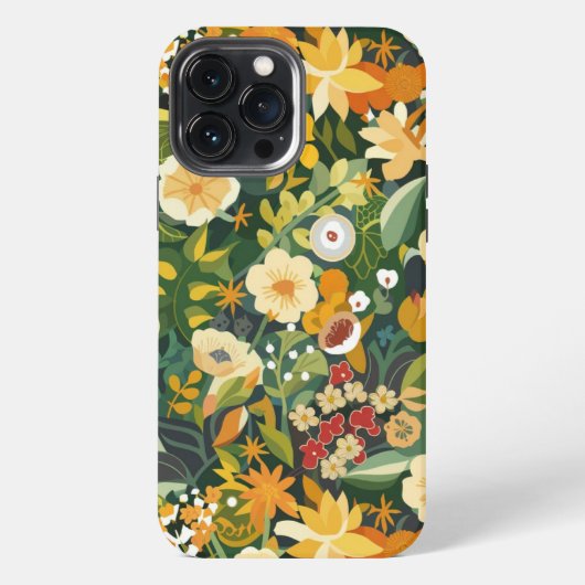 カスタム抽象芸術日本の春の花パターン iPhoneケース (裏面)