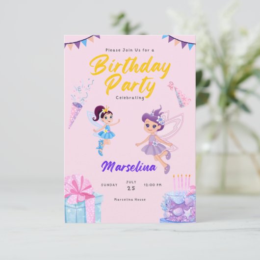 カスタム招待状とアナウンス誕生日カード 招待状 (スタンド正面)