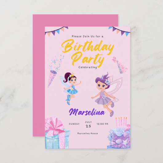 カスタム招待状とアナウンス誕生日カード 招待状 (正面/裏面)