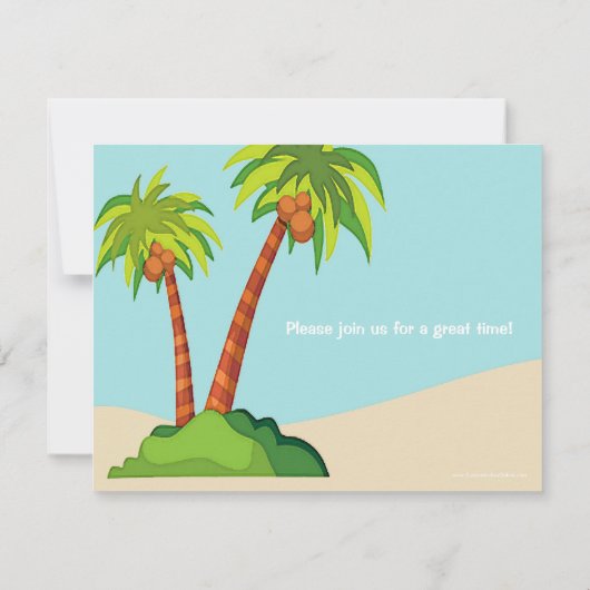 カスタム招待状、サマープールパーティーテーマまたは 招待状 (裏面)