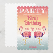 カスタム招待状 フラミンゴの夕焼け, オリジナル招待状 招待状 (正面/裏面)