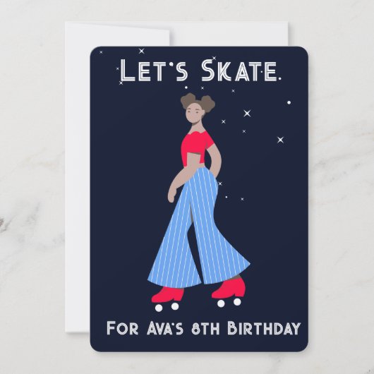 カスタム招待状 - ローラー スケートの誕生日パーティー 招待状 (正面)