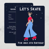 カスタム招待状 - ローラー スケートの誕生日パーティー 招待状 (正面/裏面)