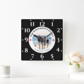 カスタム撮影ブラックサークルレッドいかり スクエア壁時計 (ホーム)