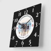 カスタム撮影ブラックサークルレッドいかり スクエア壁時計 (傾斜)