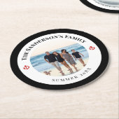 カスタム撮影ブラックサークルレッドいかり ラウンドペーパーコースター (アングル)