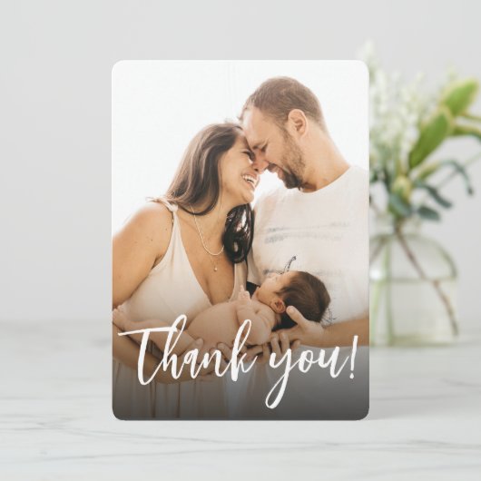 カスタム撮生まれたばかりの影モダン男の赤ちゃん誕生 サンキューカード (スタンド正面)