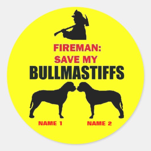 カスタム救My Bullmastiffs ラウンドシール (正面)
