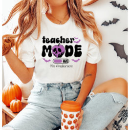 カスタム教師のハロウィンTeacher Mode On Tシャツ