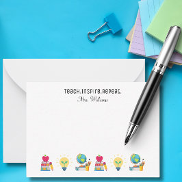 カスタム教師感謝ギフト -Teach Inspire Repeat  ノートカード