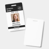 カスタム教師 ID カード 学校 テンプレート 名前 写真 バッジ (正面＆裏面)