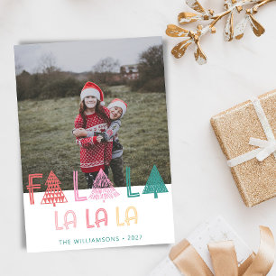 カスタム数々の写真カラフルクリスマスFa La La シーズンカード