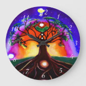 カスタム数々の絵を描ユニークの木 ラージ壁時計 (正面)