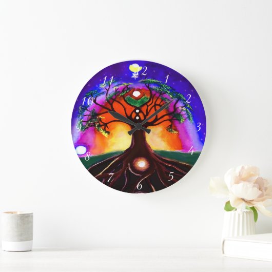 カスタム数々の絵を描ユニークの木 ラージ壁時計 (ホーム)