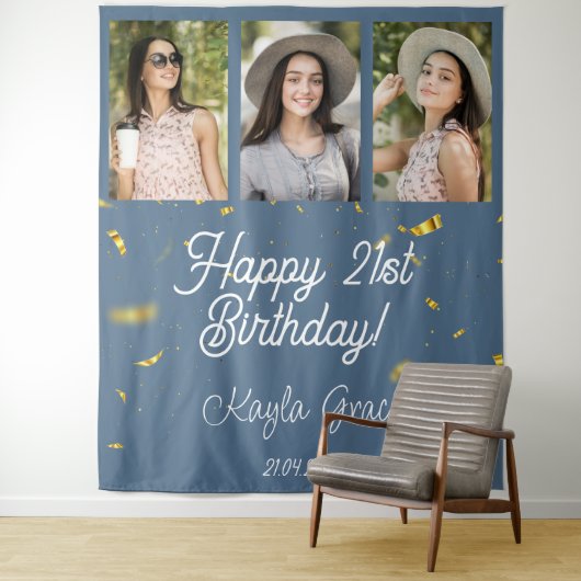 カスタム数々のPhoto Birthday Party Wall Backdrop タペストリー (インサイチュ)