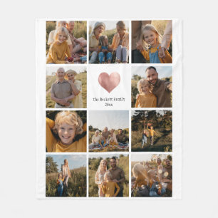 カスタム数々のPhoto Familyバラ金ゴールドハート フリースブランケット