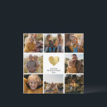 カスタム数々のPhoto Family Keepsake金ゴールドハート<br><div class="desc">シンプルエレガントモダン金ゴールドハートと家族からのメッセージを含むグリッドレイアウトの写真カスタムコラージュ。</div>