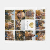 カスタム数々のPhoto Family Keepsake金ゴールドハート フリースブランケット (正面(横))