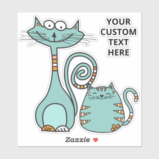 カスタム文字おもしろい猫 シール (シート)