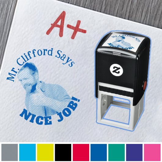 カスタム文字おもしろい顔先生スタンプ セルフインキングスタンプ