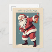 カスタム文字おもしろい飲サンタ シーズンポストカード (正面/裏面)