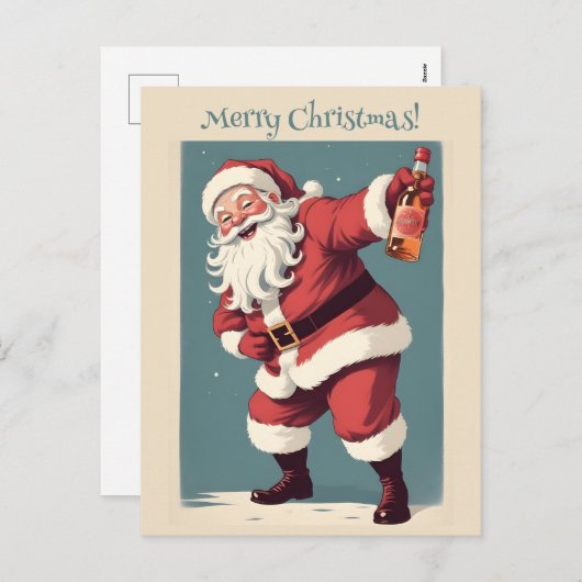 カスタム文字おもしろい飲サンタ シーズンポストカード (正面/裏面)