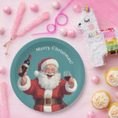 カスタム文字おもしろい飲サンタ ペーパープレート (パーティー)