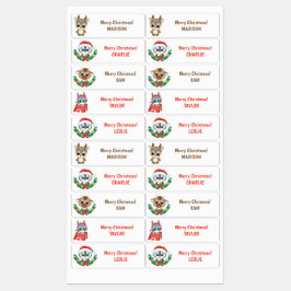 カスタム文字かわいいクリスマス動物のラベル ラベル