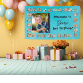 カスタム文字かわいいパーティー動物テーマ 横断幕