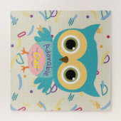 カスタム文字かわいいフクロウヴィンテージキッズ ジグソーパズル (横)