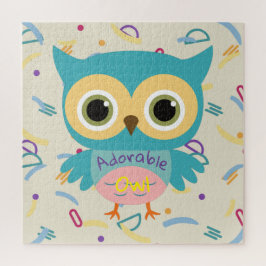 カスタム文字かわいいフクロウヴィンテージキッズ ジグソーパズル