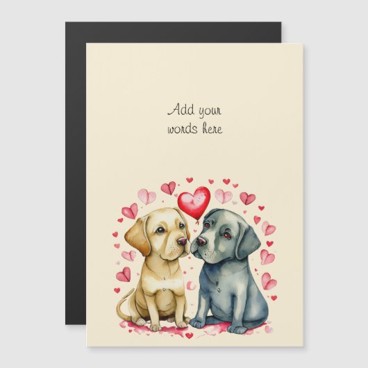 カスタム文字かわいい犬の磁気カード マグネット招待状 (正面/裏面)