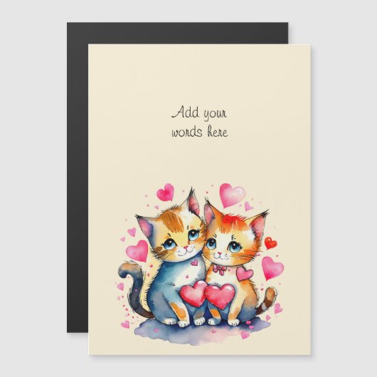 カスタム文字かわいい猫の磁気カード マグネット招待状 (正面/裏面)