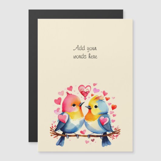 カスタム文字かわいい鳥の磁気カード マグネット招待状 (正面/裏面)