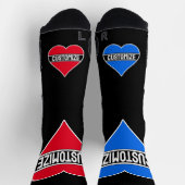 カスタム文字とカラーおもしろいパーソナライズされたハート ソックス (上部)