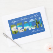 カスタム文字とカラービーチ 長方形シール (封筒)