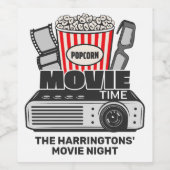 カスタム文字とカラームービー時間 ワインラベル (シングルラベル)