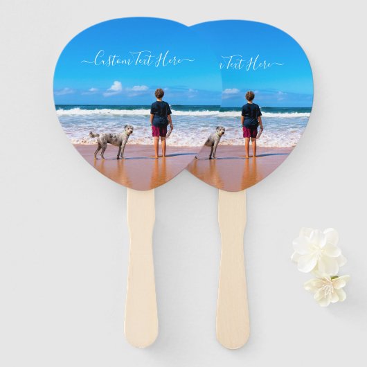 カスタム文字と写真ハンファンユアオートデザイン ハンドファン (正面&裏面)