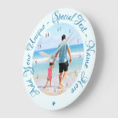 カスタム文字と写真 – 最高のパパ – お客様独自のデザイン ラージ壁時計 (傾斜)