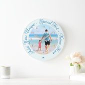 カスタム文字と写真 – 最高のパパ – お客様独自のデザイン ラージ壁時計 (ホーム)