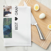 カスタム文字と写真x3 キッチンタオル (四つ折り)