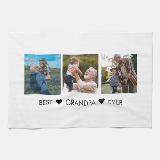 カスタム文字と写真x3 キッチンタオル (横)