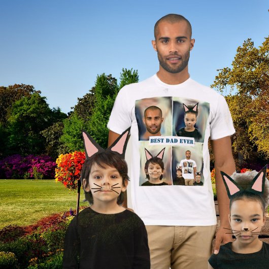 カスタム文字と写真x4 tシャツ